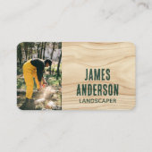 Landschaftliches rustikales Foto Woodgrain Grün Mo Visitenkarte (Vorderseite)