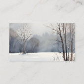 Landschaftliches Schnee von Bäumen in Wasserfarbe Visitenkarte (Rückseite)