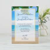 Landschaftliches Tropical Beach Party Einladung (Stehend Vorderseite)