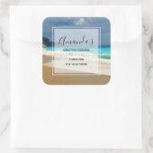 Landschaftliches türkisches Blue Sea Beach Foto Bu Quadratischer Aufkleber (Tasche)