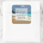 Landschaftliches türkisfarbenes Blue Sea Beach Fot Quadratischer Aufkleber (Tasche)