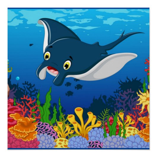 Landschaftliches Unterwasser-Display Stingray Cora Poster (Vorderseite)