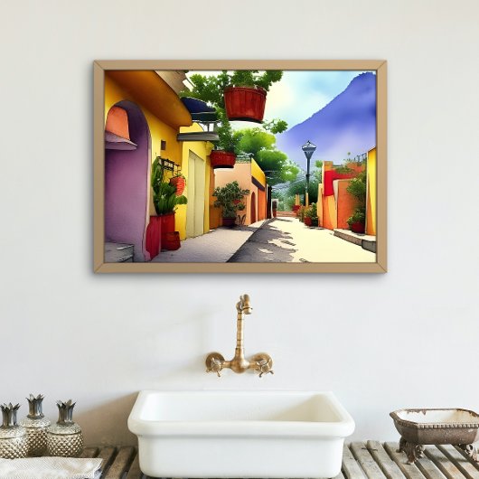 Landschaftliches Wasser in der farbenfrohen mexika Poster