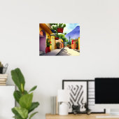 Landschaftliches Wasser in der farbenfrohen mexika Poster (Heimbüro)