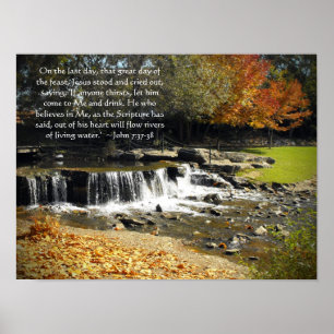 Landschaftliches Wasserfall-John-7:37 Poster