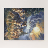Landschaftliches Wildwolf-Pack-Bergpuzzle Puzzle (Horizontal)