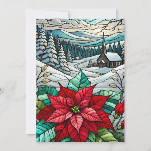 Landschaftliches Winterpoinsettia-Hartglas Einladung (Rückseite)