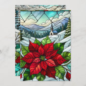 Landschaftliches Winterpoinsettia-Hartglas Einladung (Vorne/Hinten)