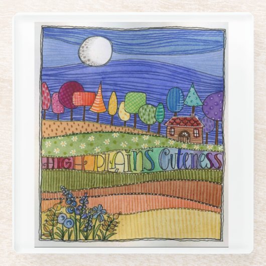 Landschafts-Achterbahn Glasuntersetzer (Vorderseite)