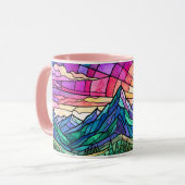 Landschafts-Buntglas-Kaffeetasse-Becher-Geschenk Tasse (Vorderseite Links)