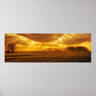 Landschafts-Sonnenuntergang-Panorama Poster
