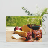 Landschafts-Wein, Käse u. Frucht Einladung (Stehend Vorderseite)