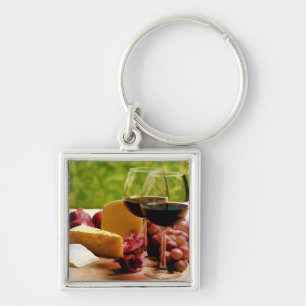 Landschafts-Wein, Käse u. Frucht Schlüsselanhänger