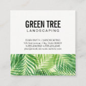 Landschaftsarchitektur | Palm Leaf Quadratische Visitenkarte (Vorderseite)