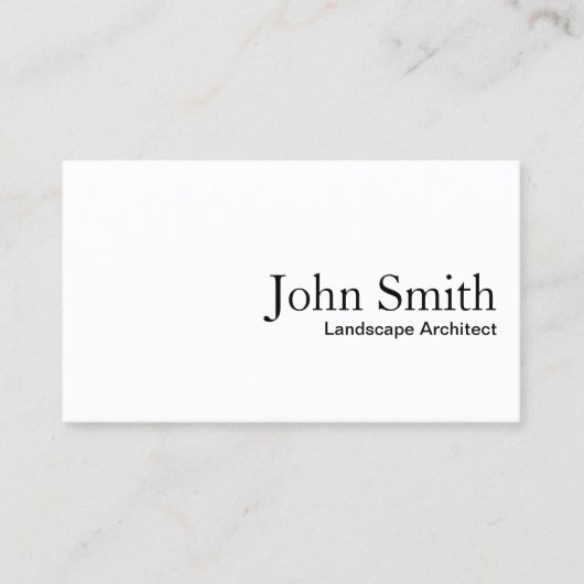 Landschaftsarchitektur Schlicht Weiß Visitenkarte (Vorderseite)