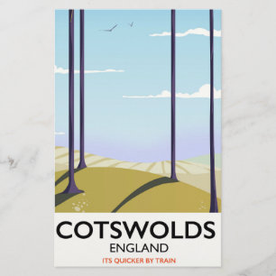 Landschaftsbahnposter von Cotswolds Briefpapier