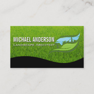 Landschaftsbau Garten Logo   Blatt Gras Visitenkarte