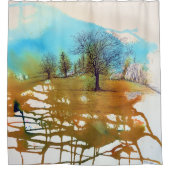 Landschaftsbaum Kunst Duschvorhang (Vorderseite)