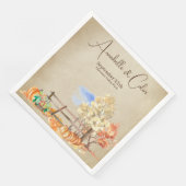 Landschaftsbäume und Kürbisgewächse im rustikalen  Serviette (Ecke)