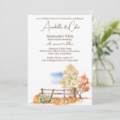 Landschaftsbäume und Pumpkins im rustikalen Herbst Einladung (Stehend Vorderseite)