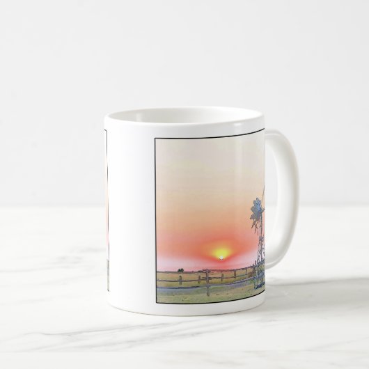 Landschaftsbild bei Sunset mit rustikalem Windmill Kaffeetasse (VorderseiteRechts)