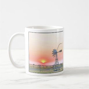 Landschaftsbild bei Sunset mit rustikalem Windmill Kaffeetasse