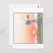 Landschaftsbild bei Sunset mit rustikalem Windmill Postkarte (Vorne/Hinten)