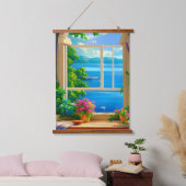 Landschaftsbild des Sees Wandteppich Mit Holzrahmen (Schlafzimmer)