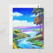 Landschaftsbild Fluss Malerei Kunst - Multimedia Postkarte (Vorne/Hinten)