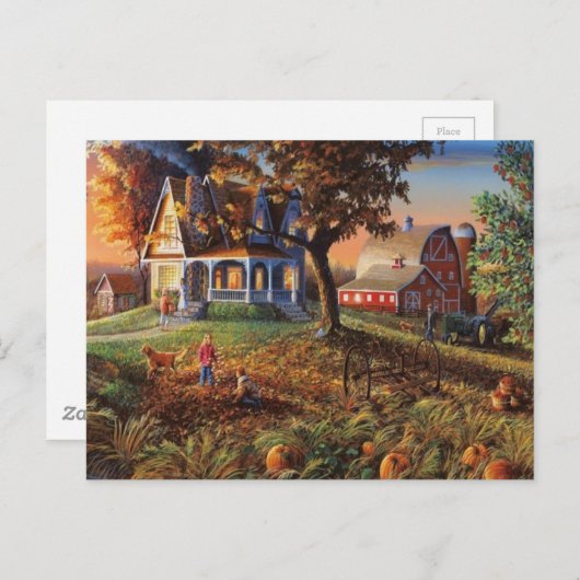 Landschaftsbild im Herbst Postkarte (Vorne/Hinten)