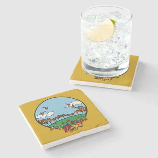 Landschaftsbild im Herbst Steinuntersetzer (Seitenansicht)