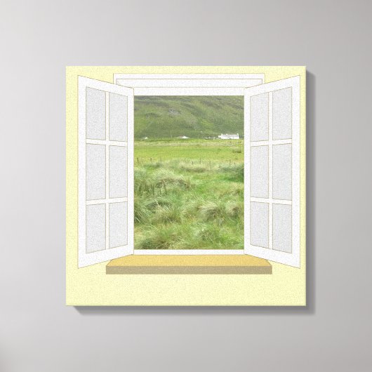Landschaftsbild in Irland durch Fenster Leinwanddruck (Vorderseite)