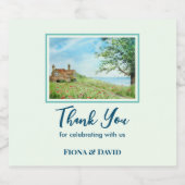 Landschaftsbild Mohnfeld Landschaft Wasserfarbe Bierflaschenetikett (Einzelnes Label)