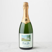 Landschaftsbild Mohnfeld Landschaft Wasserfarbe Schaumweinetikett (Vorderseite)