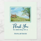 Landschaftsbild Mohnfeld Landschaft Wasserfarbe Weinetikett (Einzelnes Label)