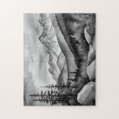 Landschaftsbild Schwarz-Weiß Puzzle (Vertikal)
