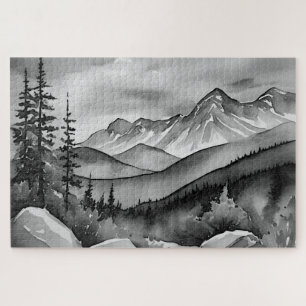 Landschaftsbild Schwarz-Weiß Puzzle