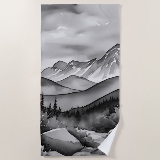 Landschaftsbild Schwarz-Weiß Strandtuch (Vorderseite)