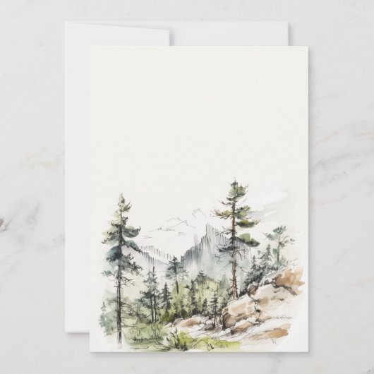 Landschaftsbild "Soft Woods Mountains" Sketch-Verl Einladung (Rückseite)