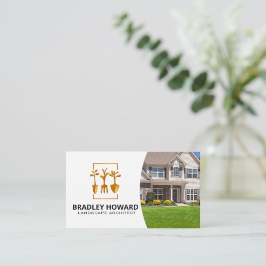 Landschaftsbild | ZUHAUSE | Rasen Visitenkarte (Stehend Vorderseite)