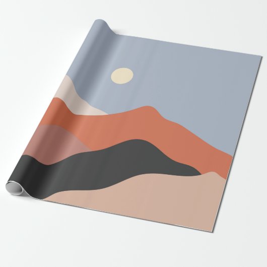 Landschaftsbilder Mitte des Jahrhunderts, minimali Geschenkpapier (Ungerollt)