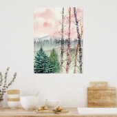 Landschaftsbirkenmalerei Poster (Küche)