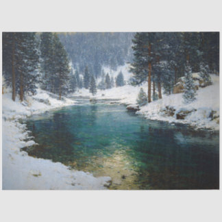Landschaftsdekoupage des Winterwaldes Seidenpapier