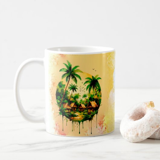 Landschaftsfarbe Kaffeetasse (Mit Donut)