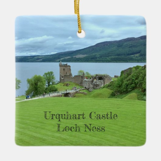 LandschaftsFoto Urquhart Schloss-Loch Ness Keramikornament (Vorderseite)