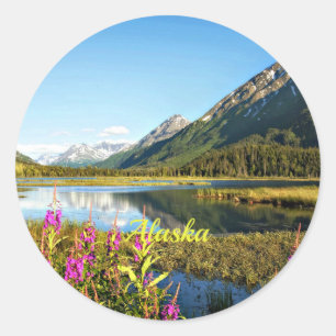 Landschaftsfoto von Alaska Runder Aufkleber
