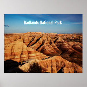 Landschaftsfotografie des Badlands-Nationalparks Poster