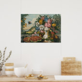 Landschaftsfrucht und Blume Antiquitätenklassik Poster (Küche)