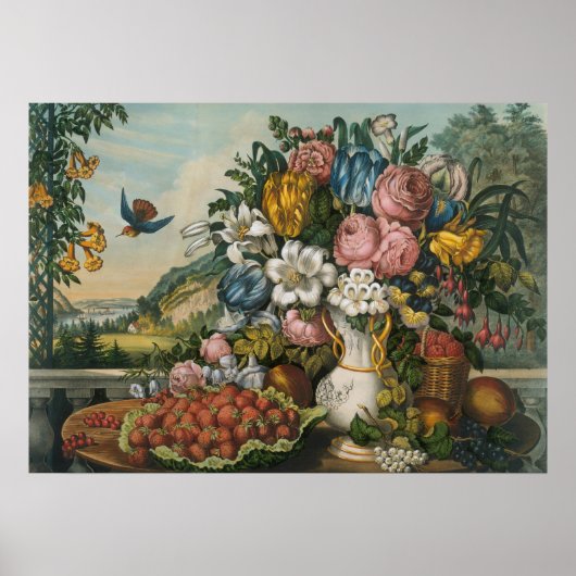 Landschaftsfrucht und Blume Antiquitätenklassik Poster (Vorne)