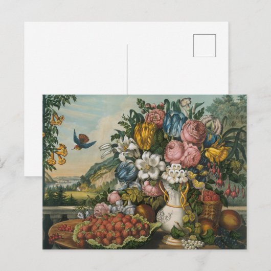Landschaftsfrucht und Blume Antiquitätenklassik Postkarte (Vorne/Hinten)